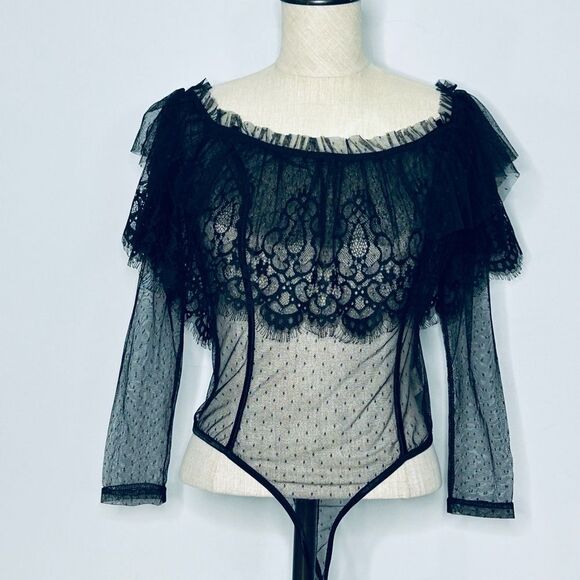 NEW Windsor Sheer Black Lace Bodysuit size Medium - Picture 16 of 16